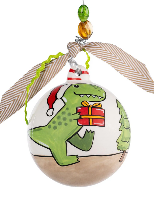 Wreck The Halls Dino Ornament