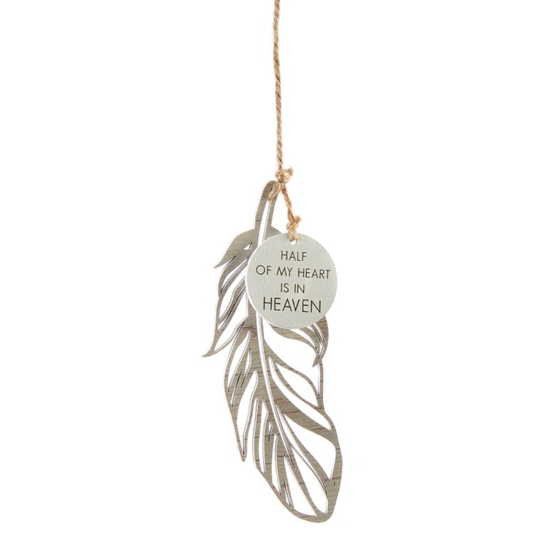 MDF Feather Ornament With Sentiment Token