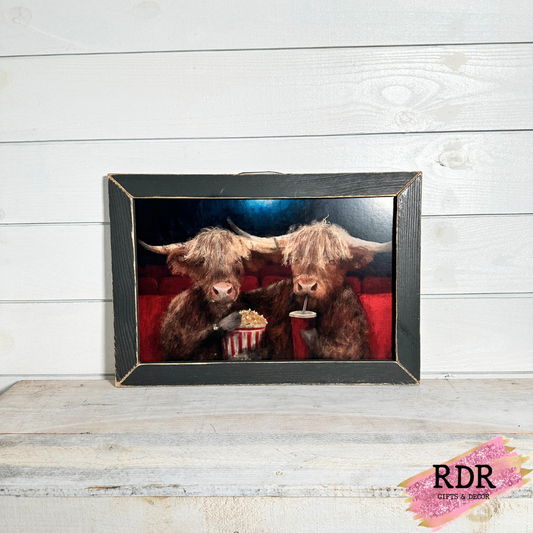 Let's Go to the Moooovies Charcoal Washed Frame