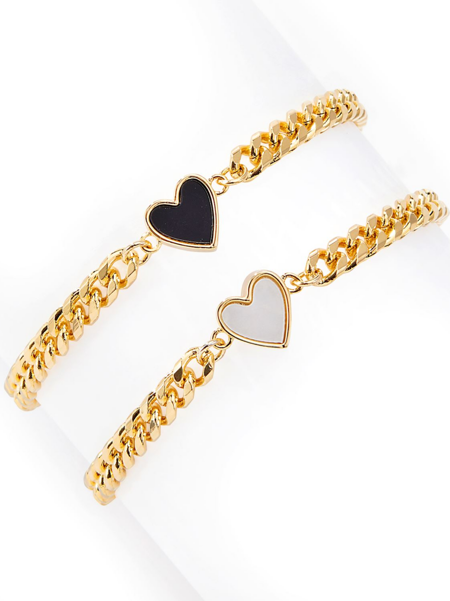 Heart Enamel Bracelet With Cable Chain