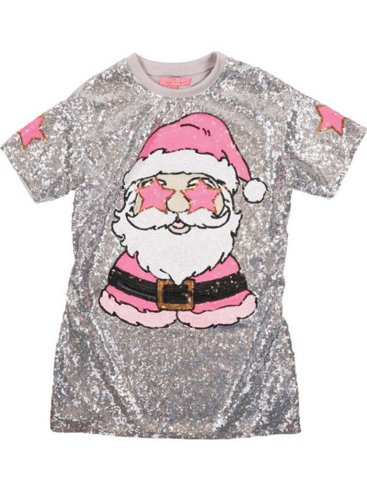 Simply Southern Silver Sequin Santa Dress