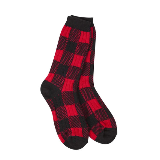 Team Red Black Plaid Crew Socks