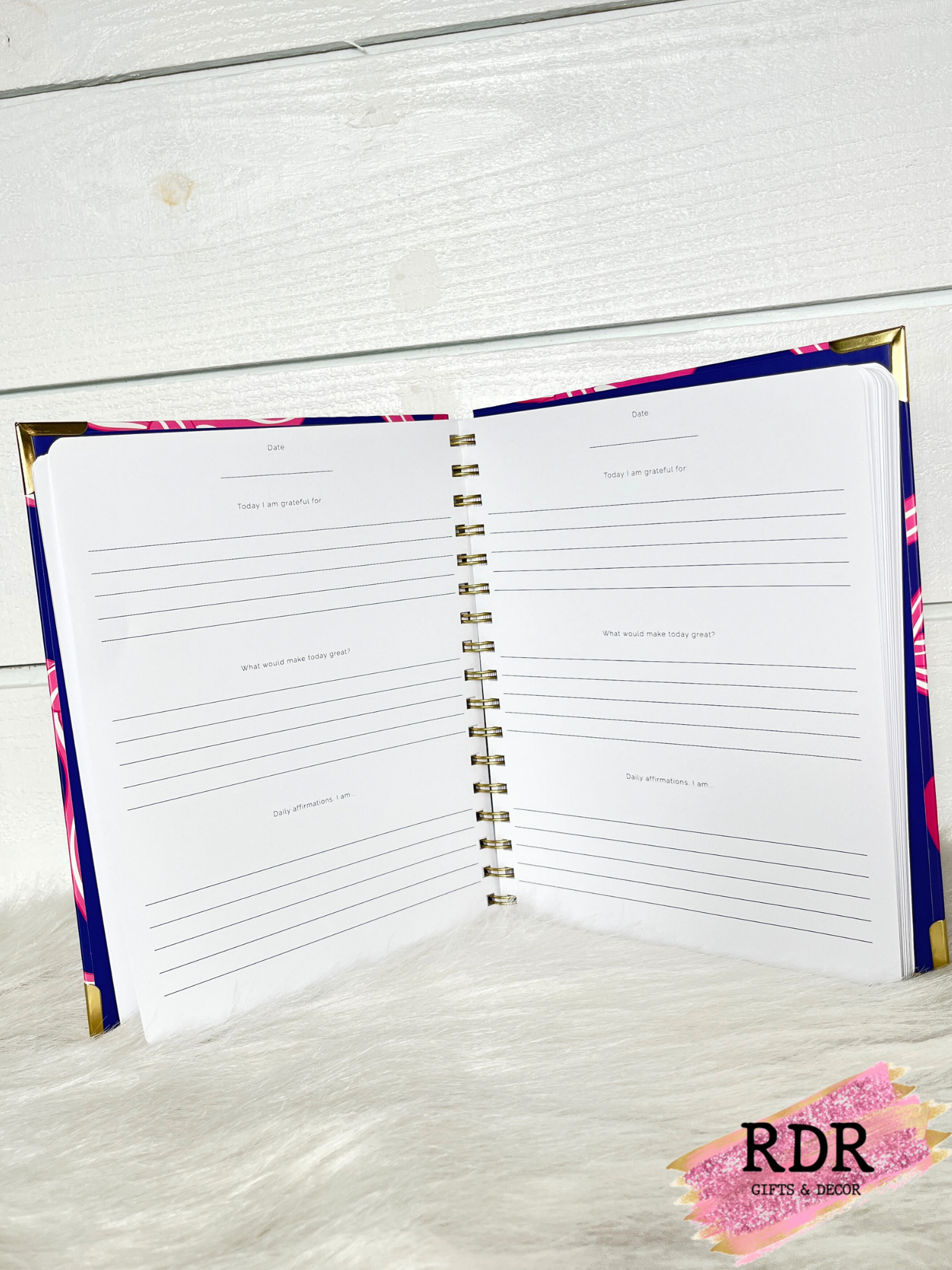 Gratitude Journal- Blue With Pink Bows