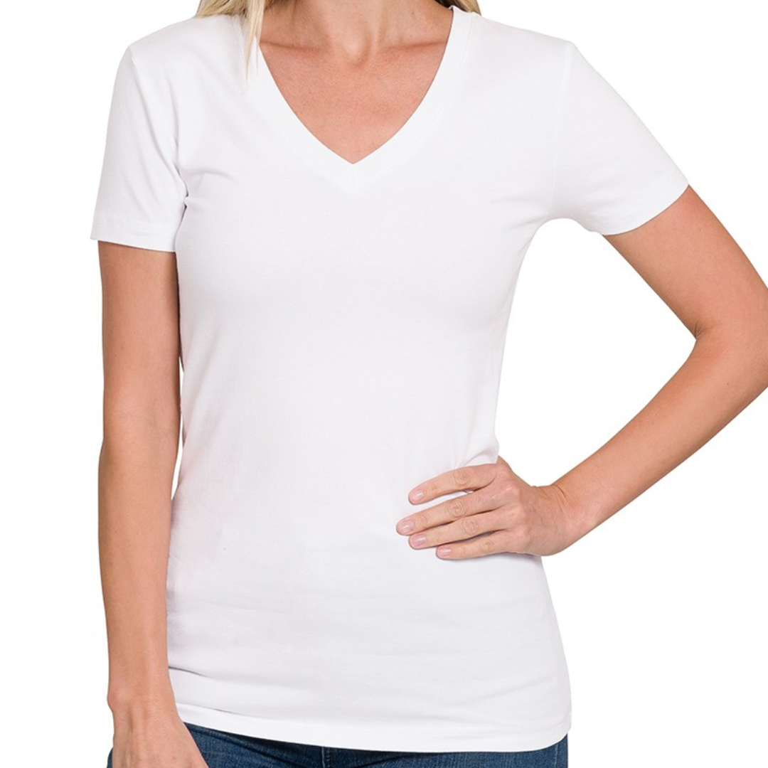 Basic V-Neck Short Sleeve Tee