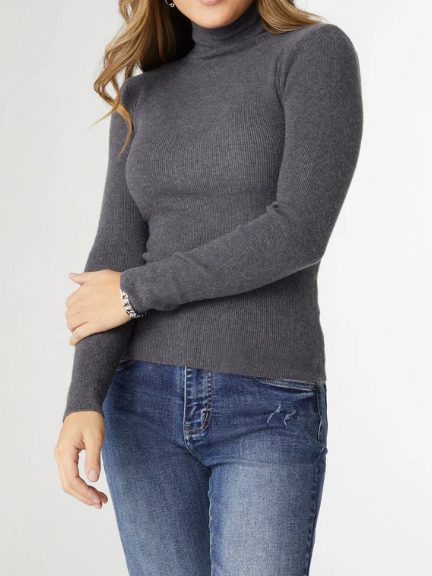 Coco + Carmen Kamryn Funnel Neck Rib Knit Top