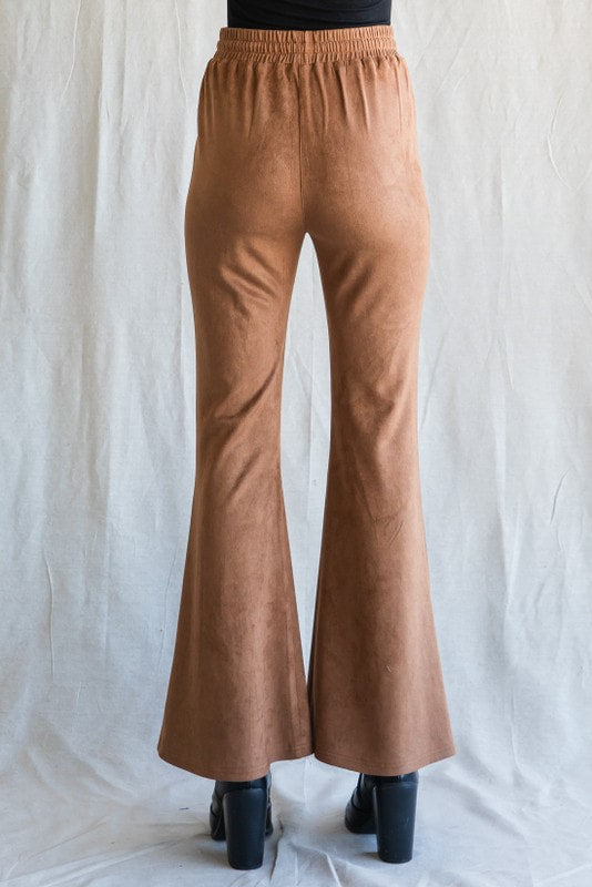 Faux Suede Flare Pants