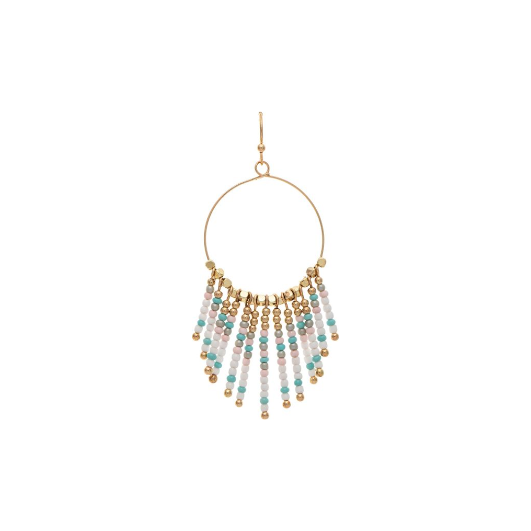 Gold Multicolor Bead Fringe Earring