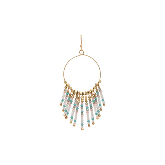 Gold Multicolor Bead Fringe Earring