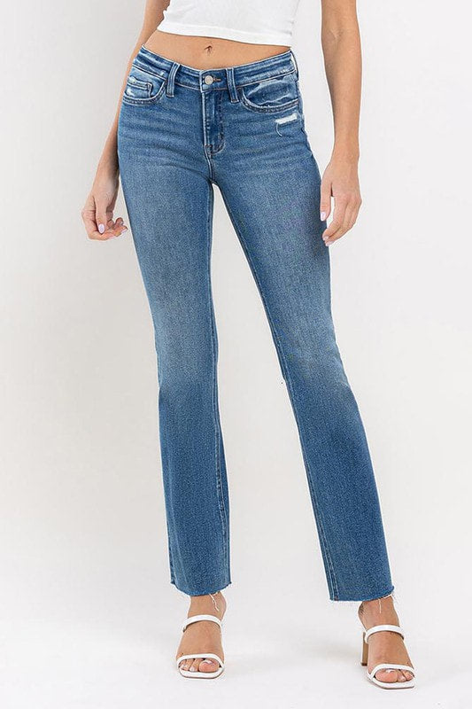 Vervet Miranda Mid Rise Raw Hem Ankle Bootcut Jeans