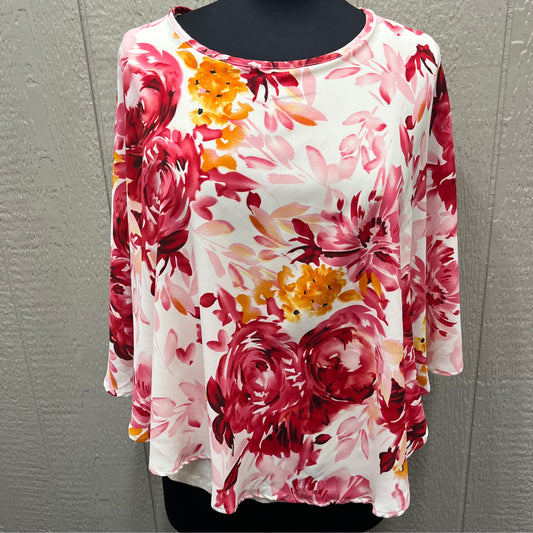 Coco+Carmen Lightweight 2 In 1 Cardigan/Poncho- Bright Pink FloraL