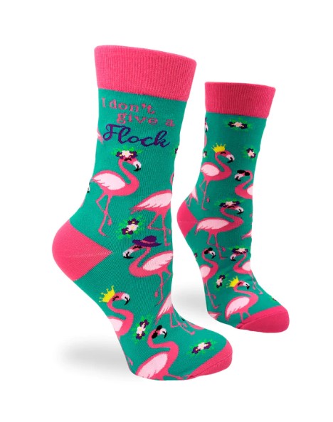 I Don't Give A Flock Women's Crew Socks Featuring Pink Flamingo