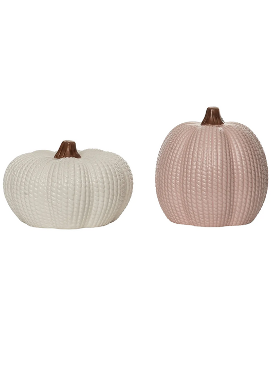 Ceramic Pastel Knit Pumpkin Decor