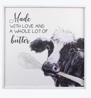 Farm Animal With Spoon Canvas Picture