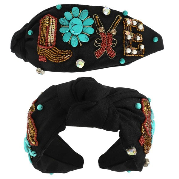 Western Love Turquoise Top Knot Headband