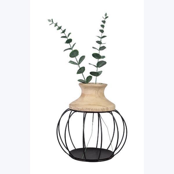 Metal Vase with Wood Top