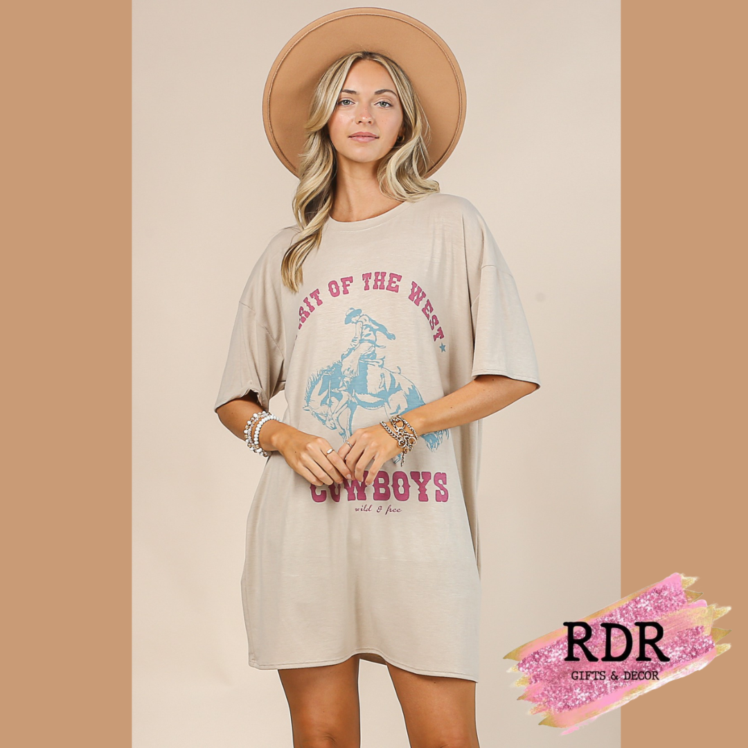 Cowboy Graphic Relaxed Fit Tee Shirt Dress
