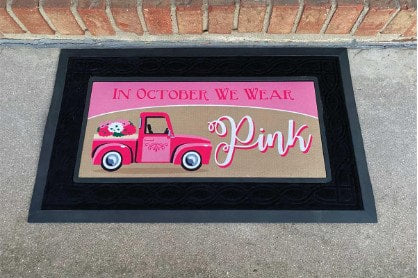 October Pink Truck Doormat Insert