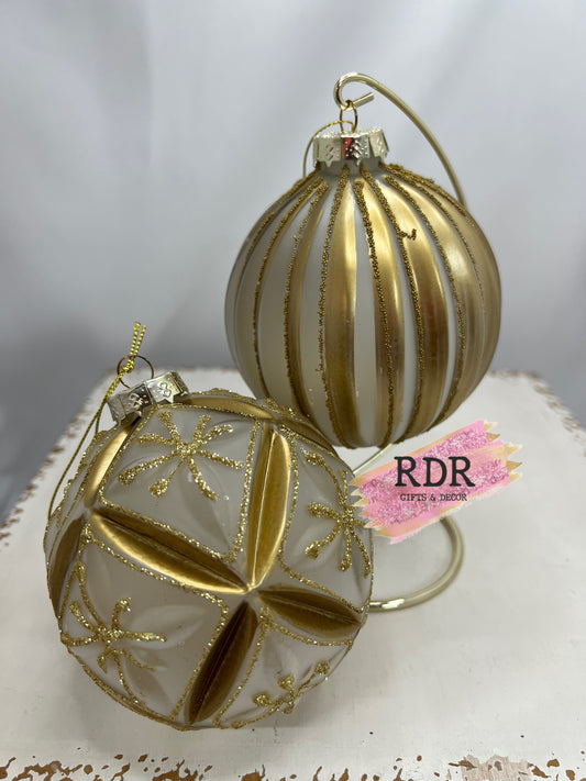 4 inch Round Molded Glass Ornament