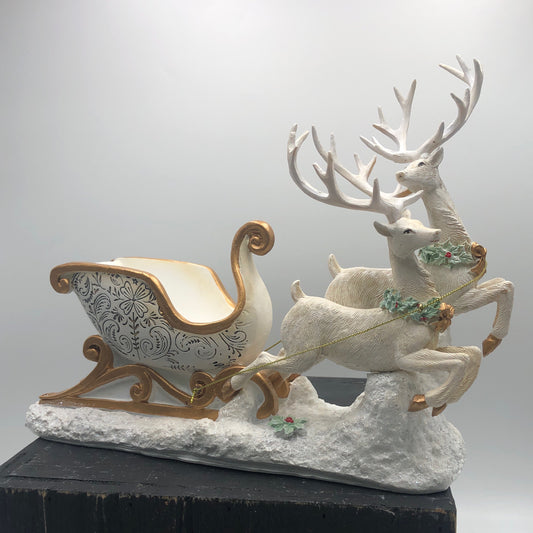 8.25"H Deer And Sleigh Figurine