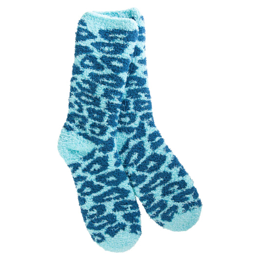 Knit Pickin' Collection Fireside Crew Socks Blue Leopard-492