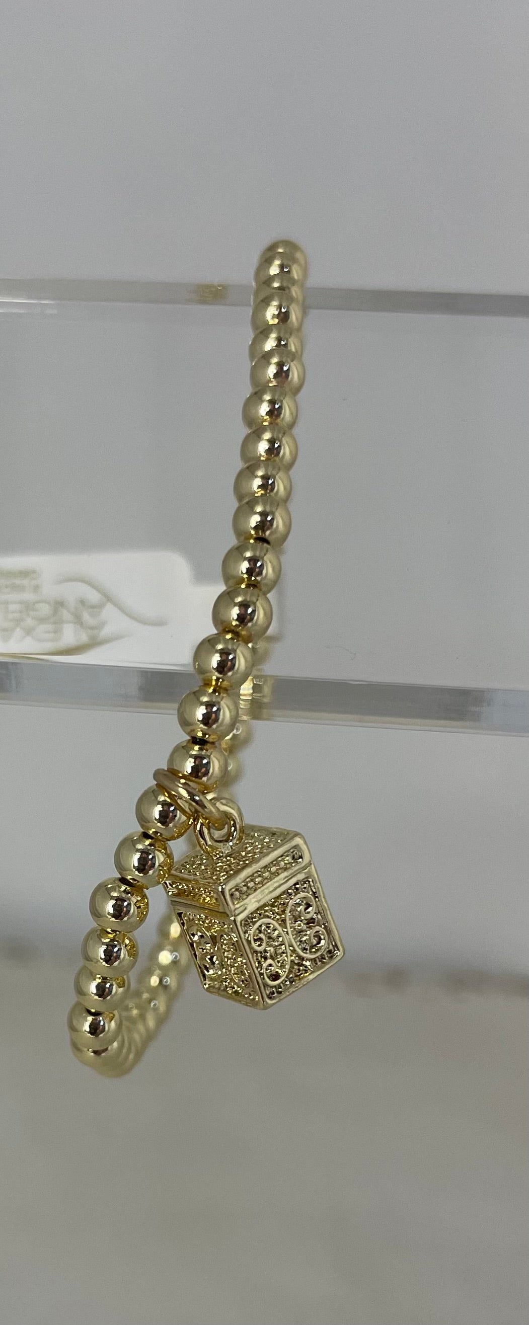 Gold Beaded Bracelets With Charms