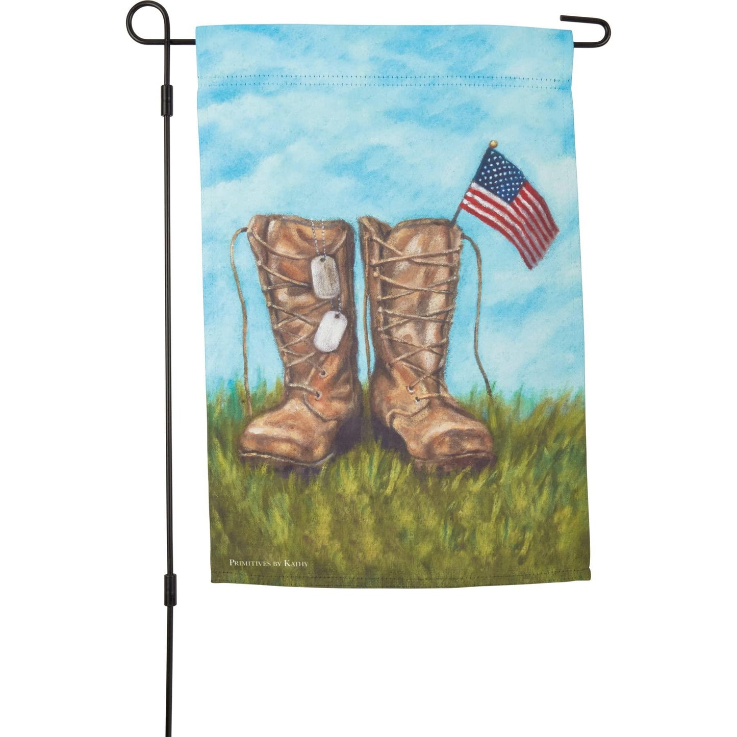 Patriotic Soldier Boots & American Flag Garden Flag