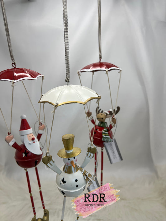 Santa Parachuting Spring Ornament