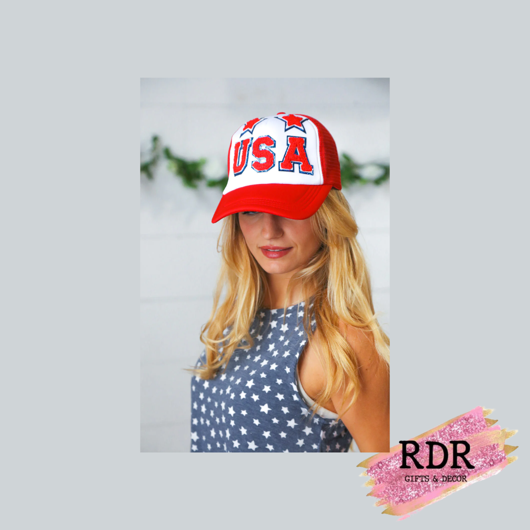 USA Varsity Letters Trucker Hat