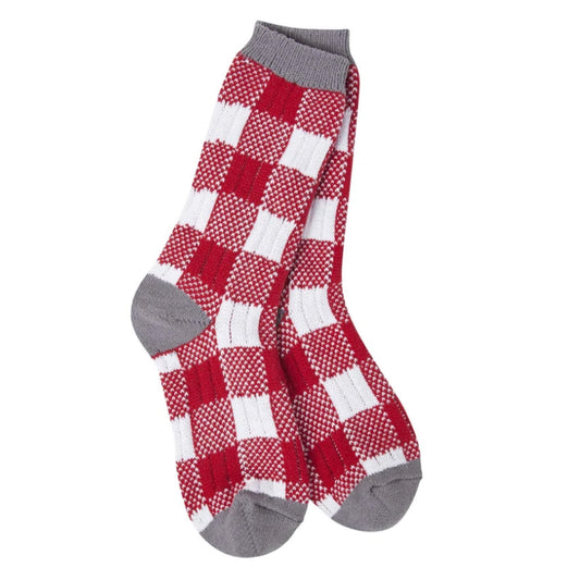 Team Crimson White Plaid Crew Socks