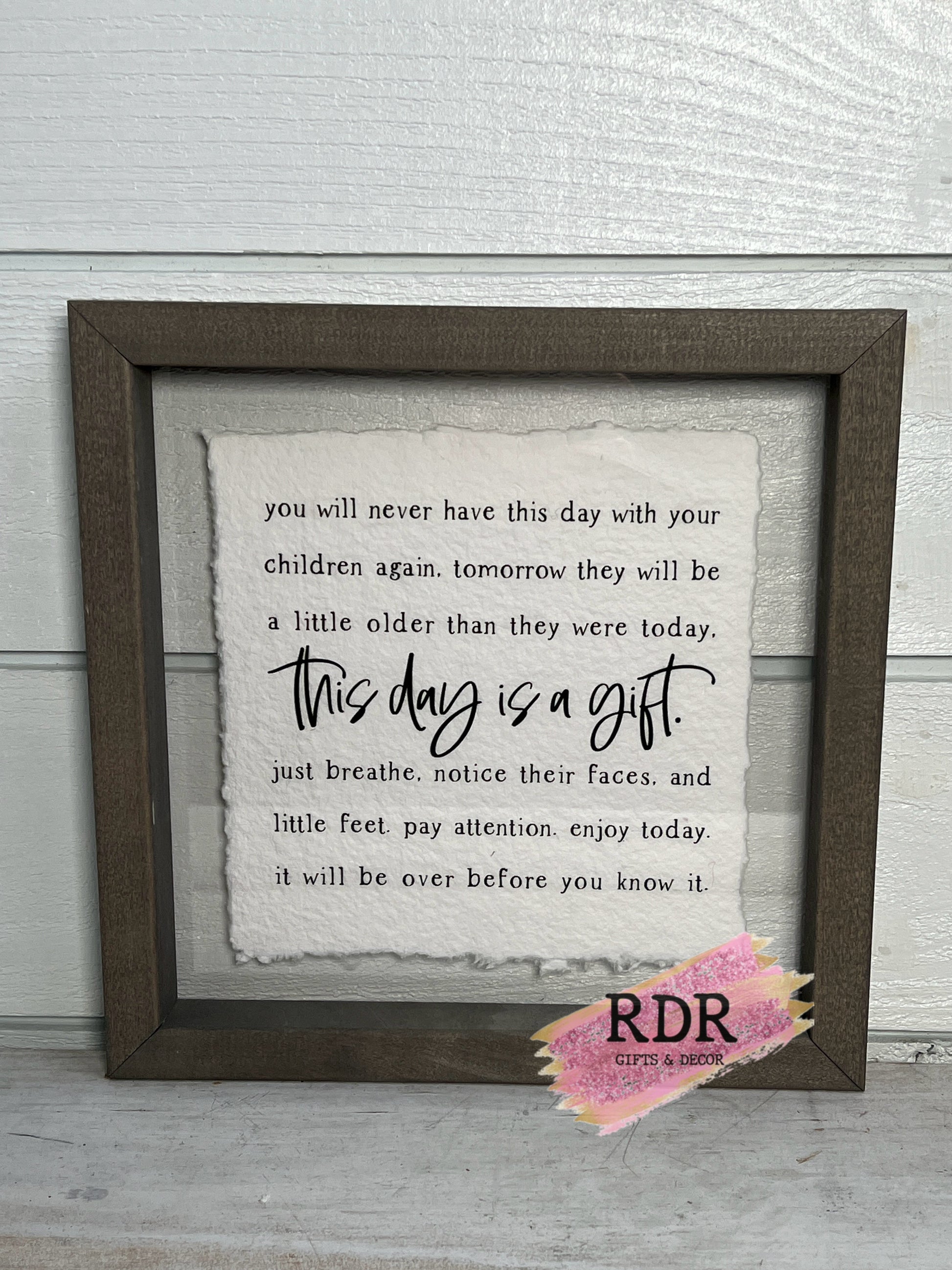 This Day Is A Gift Glass Wood Frame Acrylic Sign