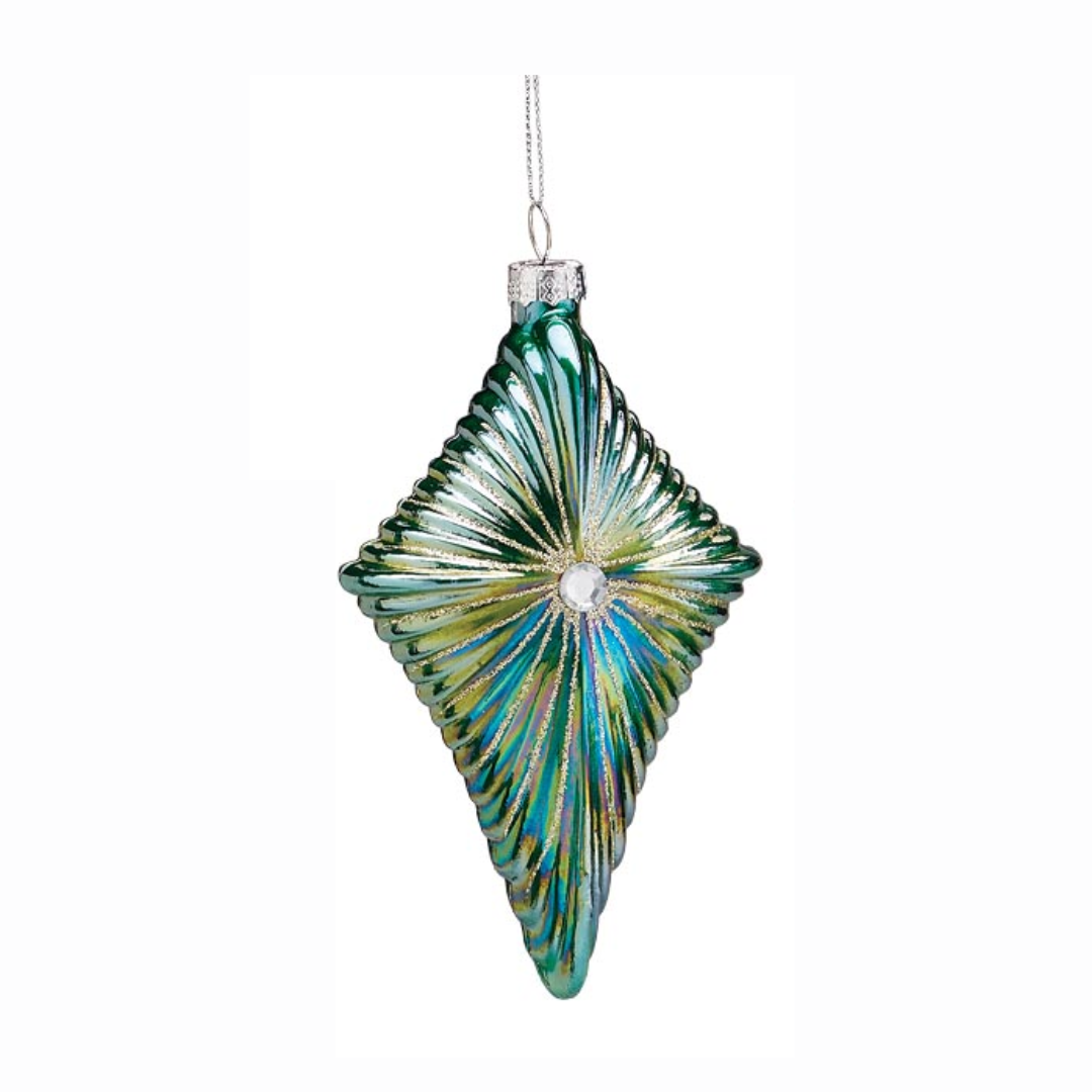 Teal And Silver Iridescent Ornament