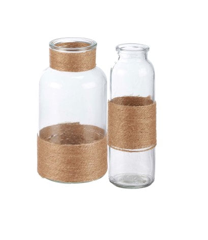 Glass Jute Wrapped Apothecary Vase