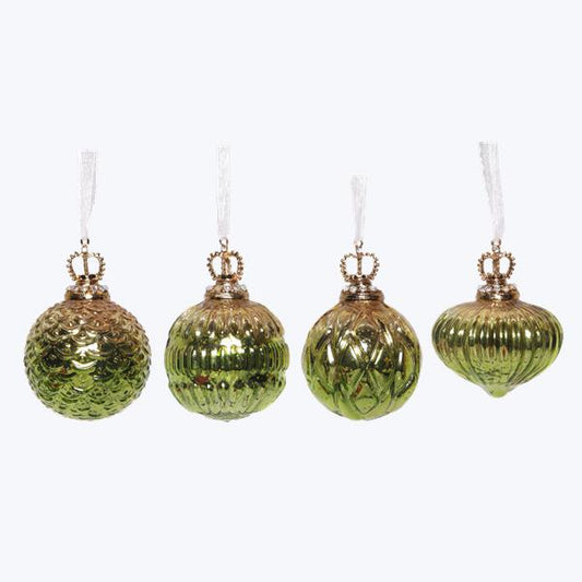 Green & Gold Glass Ornaments