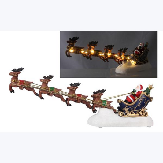 Resin Traditional Christmas Santa on Reindeer Tabletop LED Decor