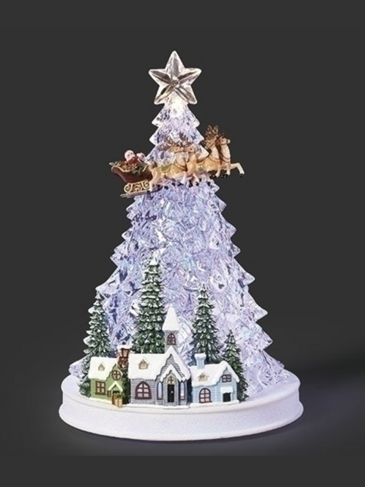 12"H LED Musical Tree Village with Santa & Reindeer