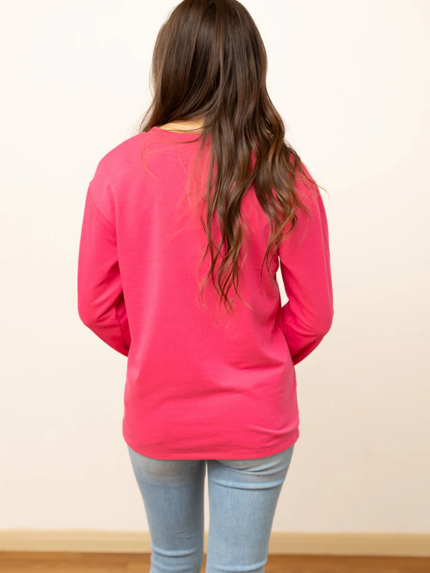 Southern Grace Hot Pink Sweatshirt With Sequin Christmas Tree