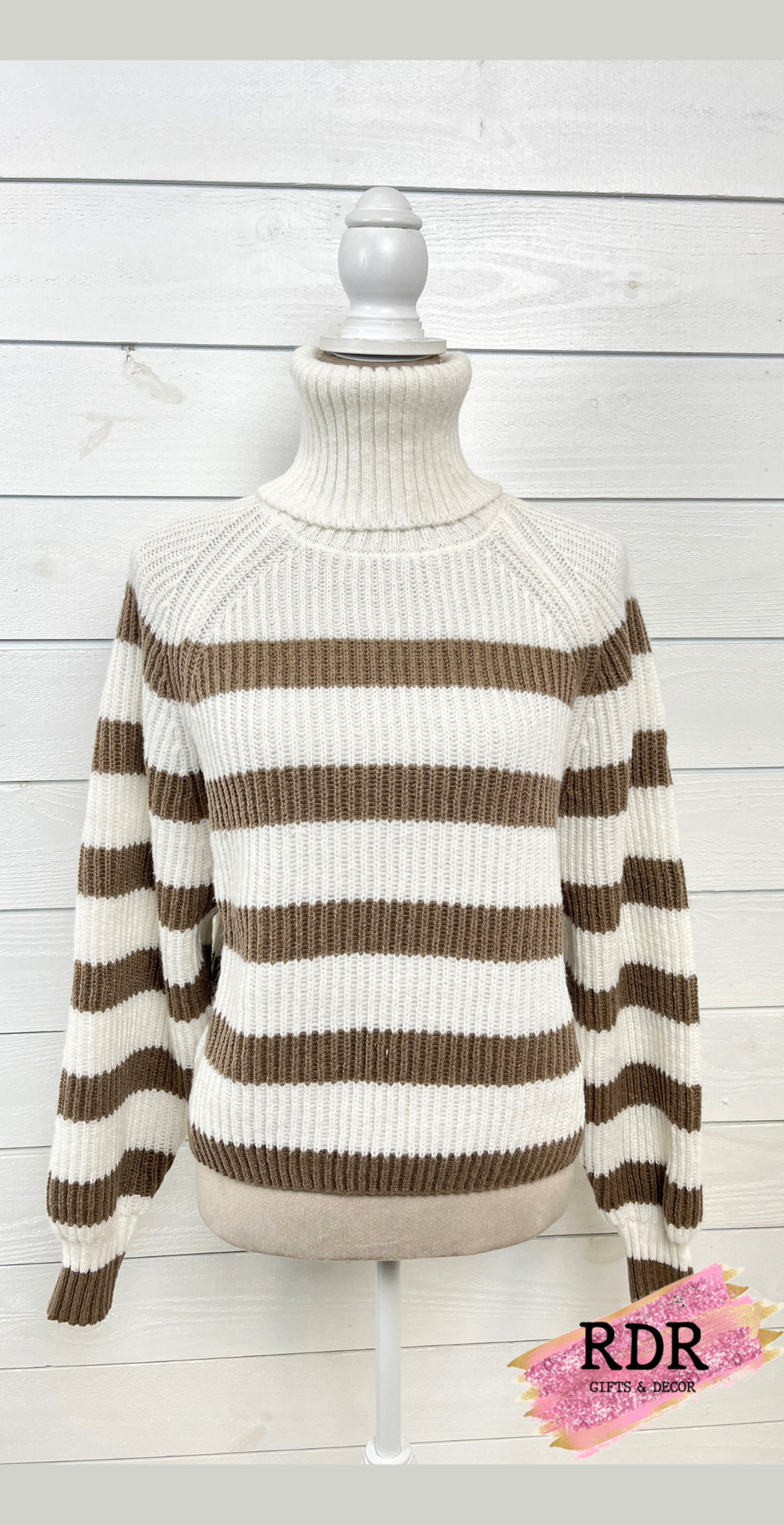 Charlie Paige Striped Knit Turtleneck Sweater