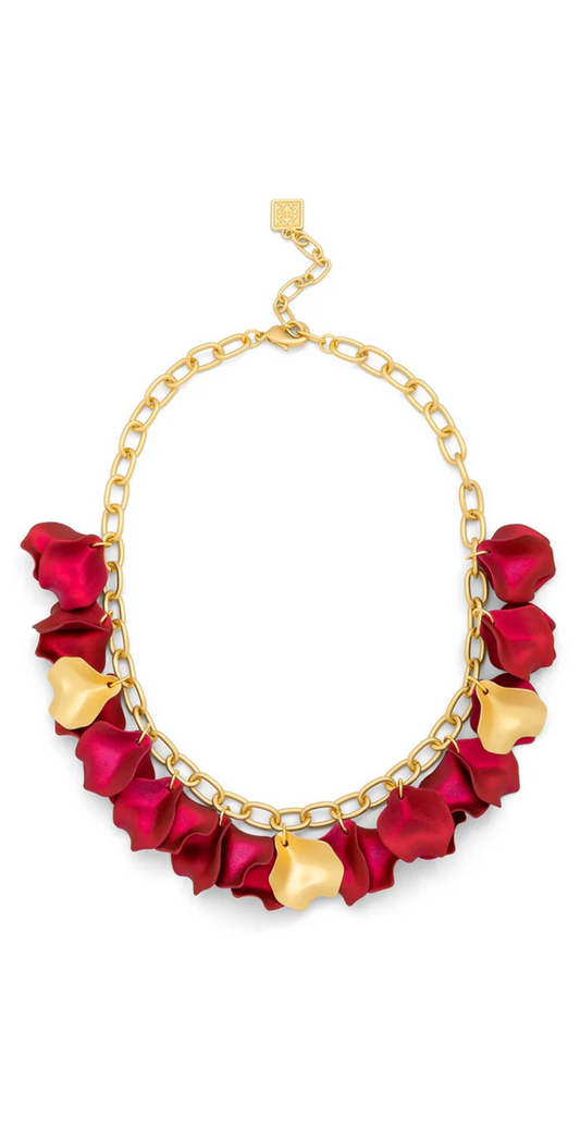 Metallic Resin Petal Collar Link Necklace