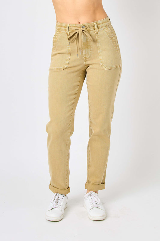 Judy Blue High Waisted Khaki Cuffed Jean Jogger