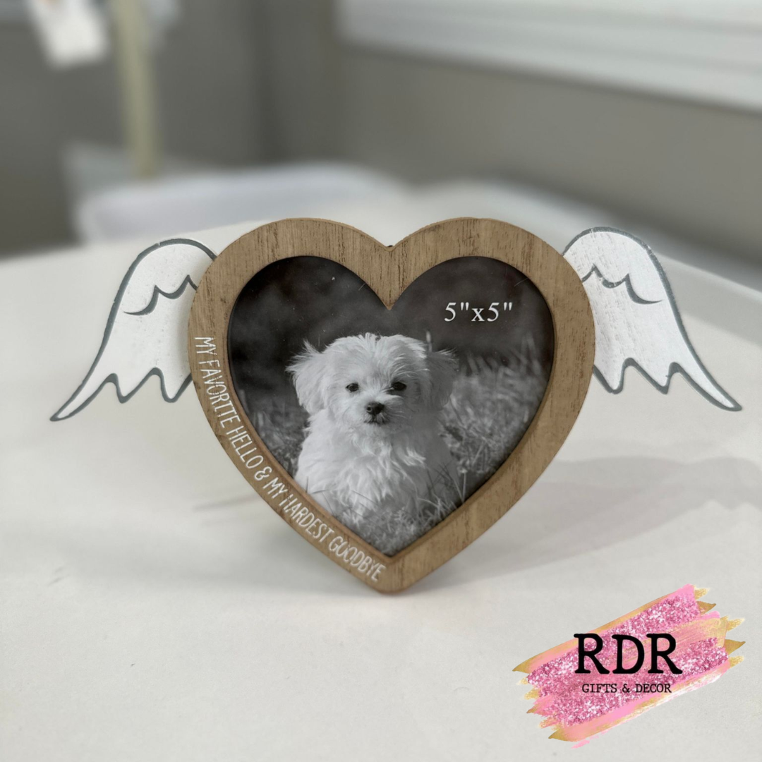 Wood Heart Pet Memorial Picture Frame