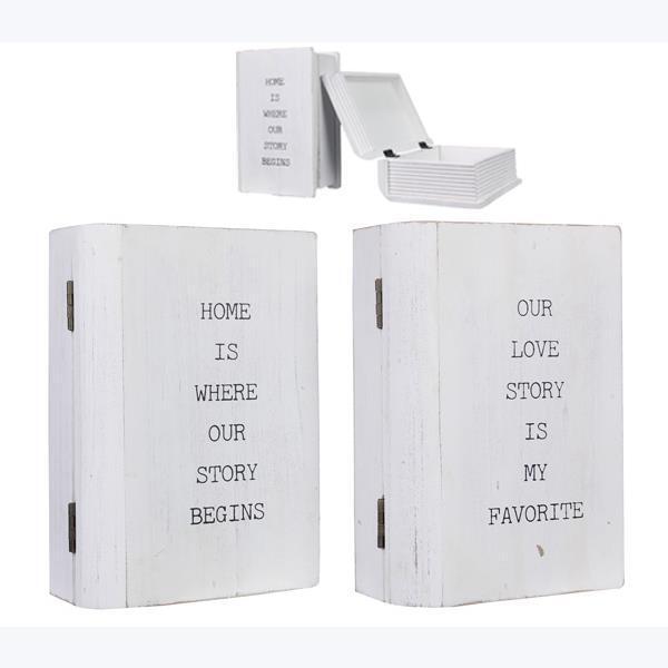 White Wood Book Shaped Storage Box