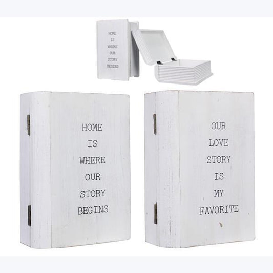 White Wood Book Shaped Storage Box