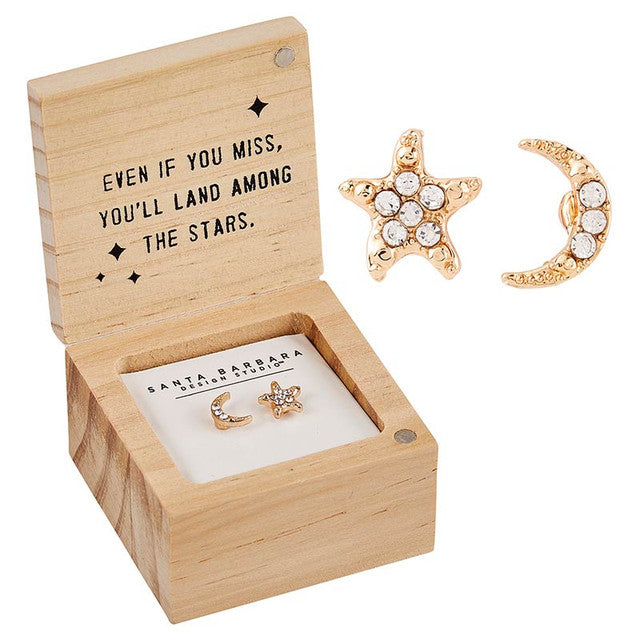 Stud Earrings In Wood Boxed Gift Set