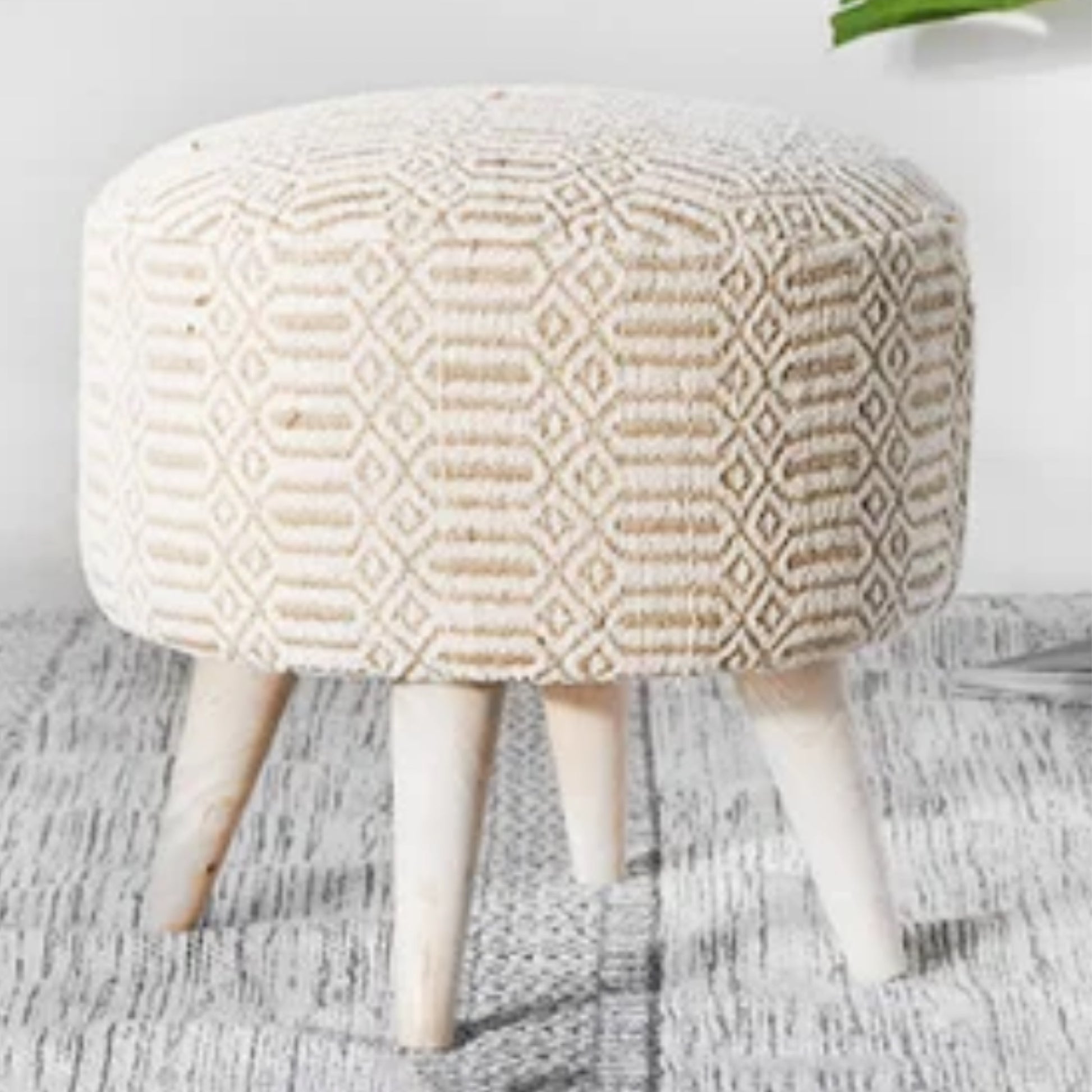 Neutral Colored Pattern Stool- 16"
