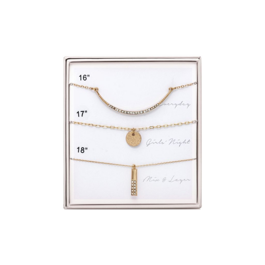Gold Necklaces Stackable Set of 3