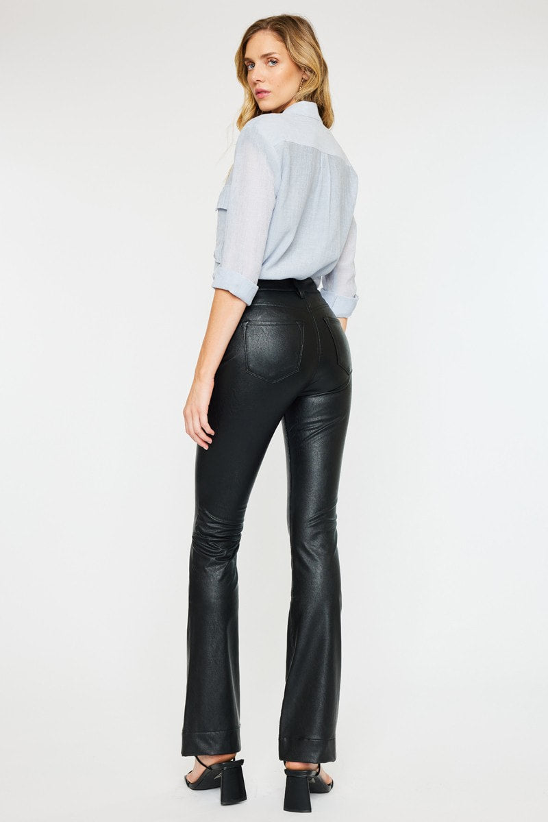 KanCan High Rise Black Faux Leather Bootcut Pants