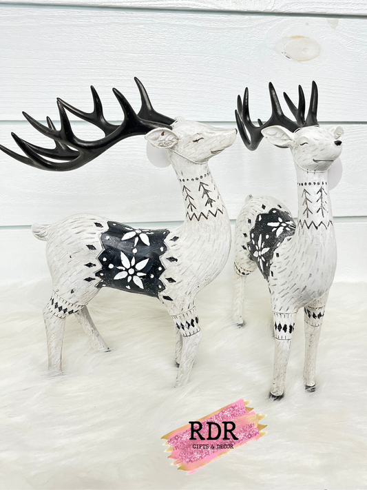 Black & White Poly Christmas Deer