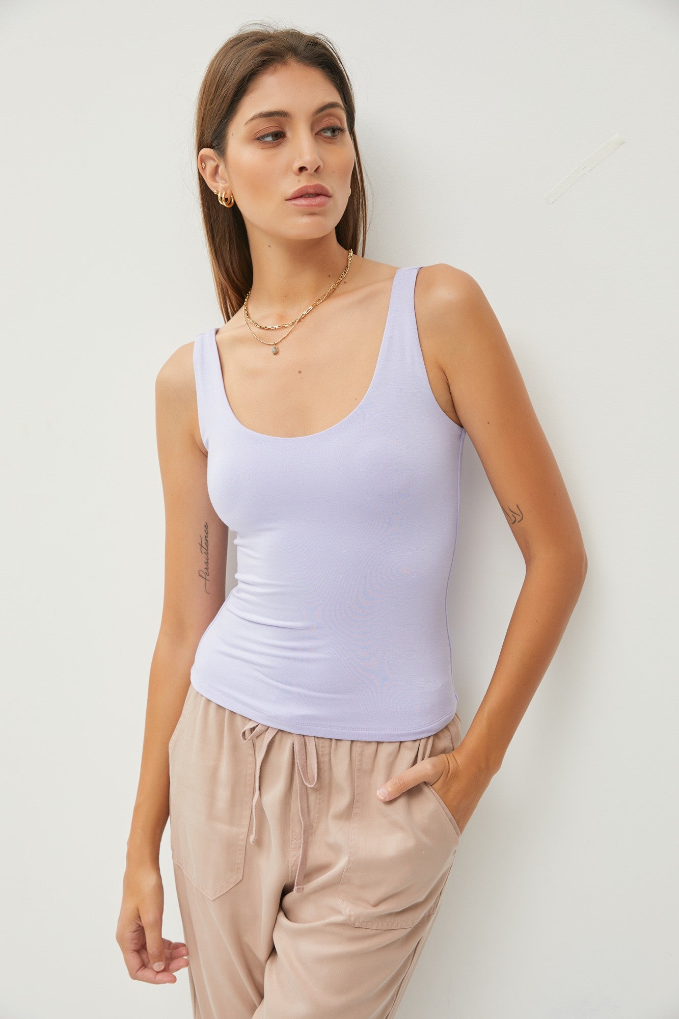 Double Lined Jersey Scoop Neck Tank