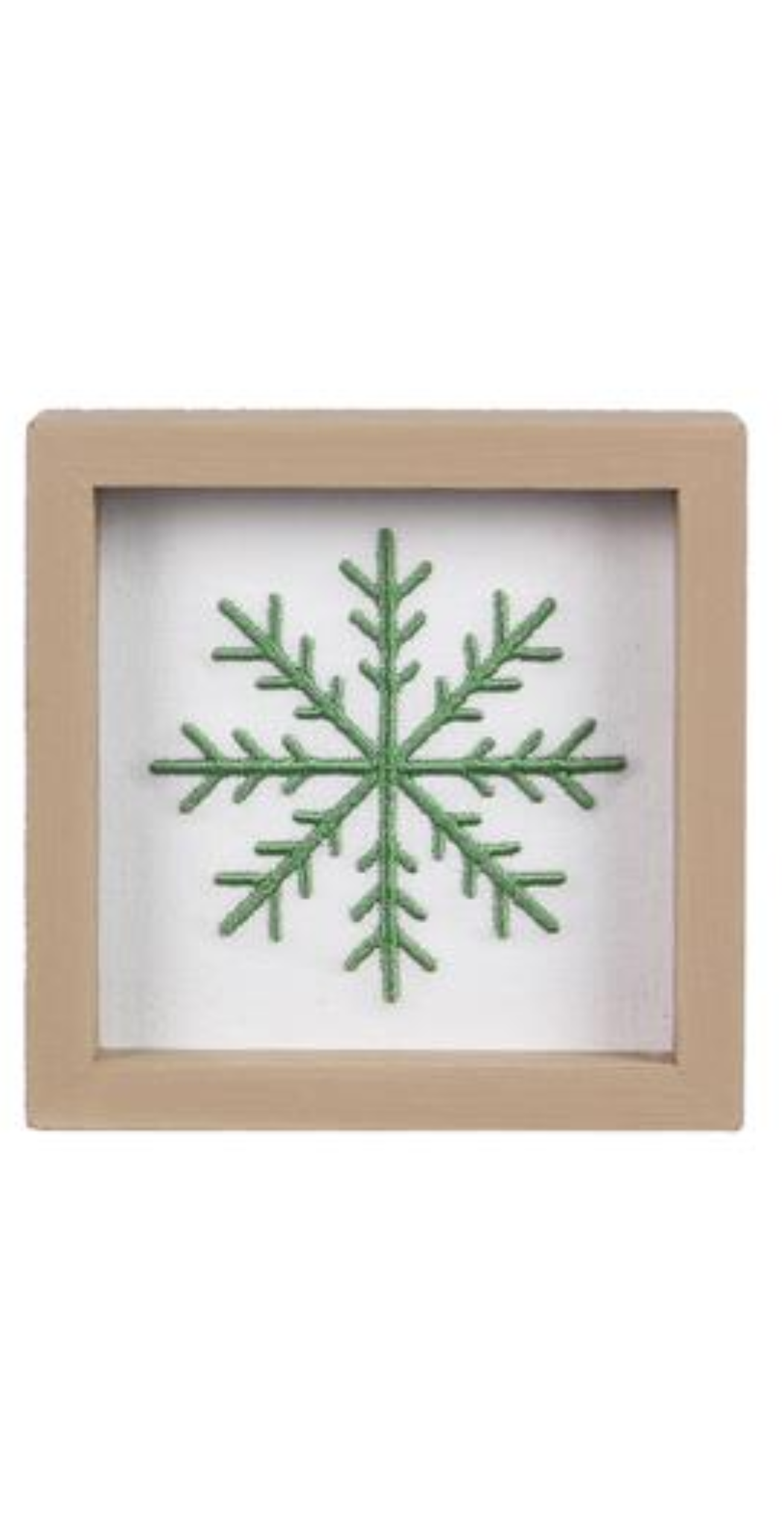 Wooden Tabletop Decor With Green Snowflake