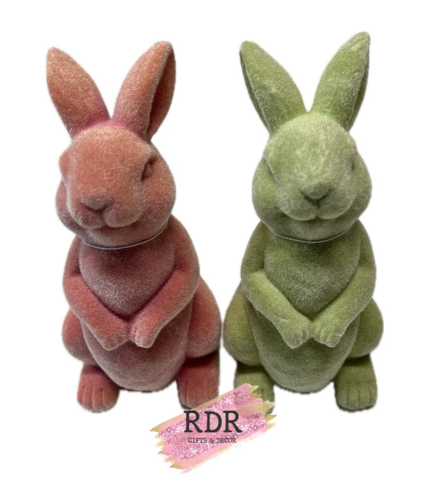 Polystone Velvet Easter Rabbit Figure